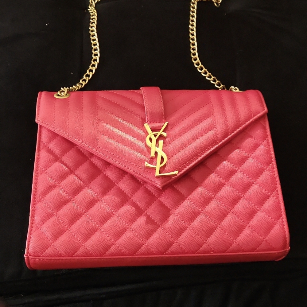 RED YSL Saint Laurent Grain De Poudre Enelope Bag